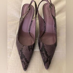 Coach Purple Snakeskin Slingback Heels
